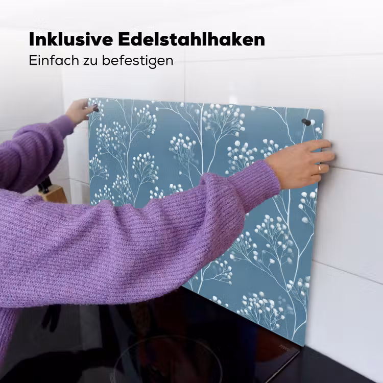 Takken - Bessen - Patroon - Lichtblauw Inductie beschemer met haakjes klein 777 -ky-ophangen-de