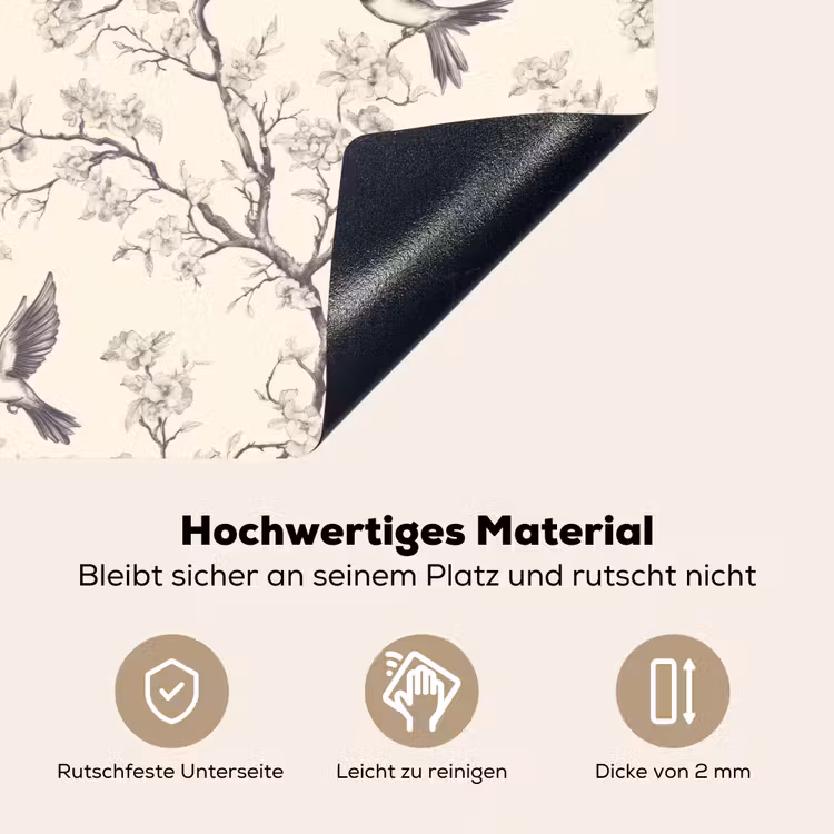 Takken - Vogels - Beige Inductie beschemer met haakjes klein 777 -ky-onderkant-de