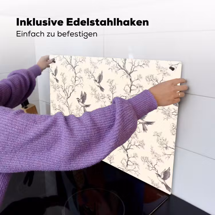 Takken - Vogels - Beige Inductie beschemer met haakjes klein 777 -ky-ophangen-de