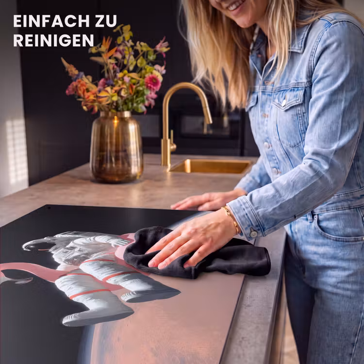 2-in-1 Herdabdeckplatte & Spritzschutz - Astronaut - Flamingo - Schwimmband - Rosa - Astronaut - Flamingo - Zwemband - Roze Inductie beschemer met haakjes klein
