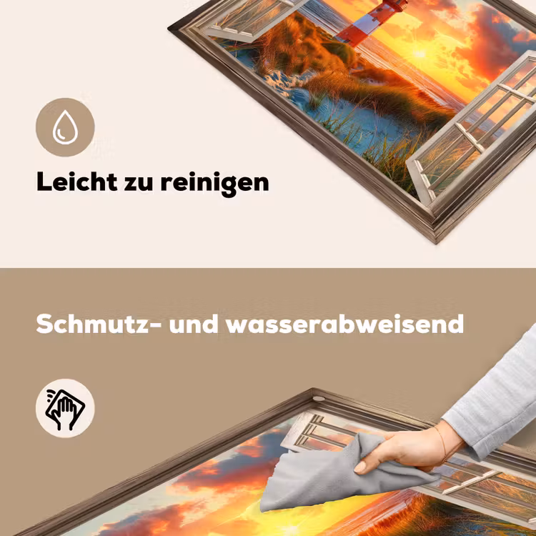 Doorkijk - Raam - Vuurtoren - Zonsondergang - Strand Inductie beschemer met haakjes klein -ky-schoon-de