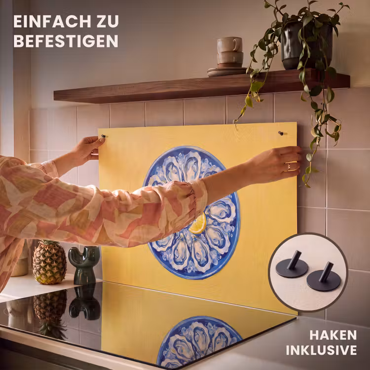 Oesters - Citroen - IJs - Modern - Geel Inductie beschemer met haakjes klein -ky-ophangen-de