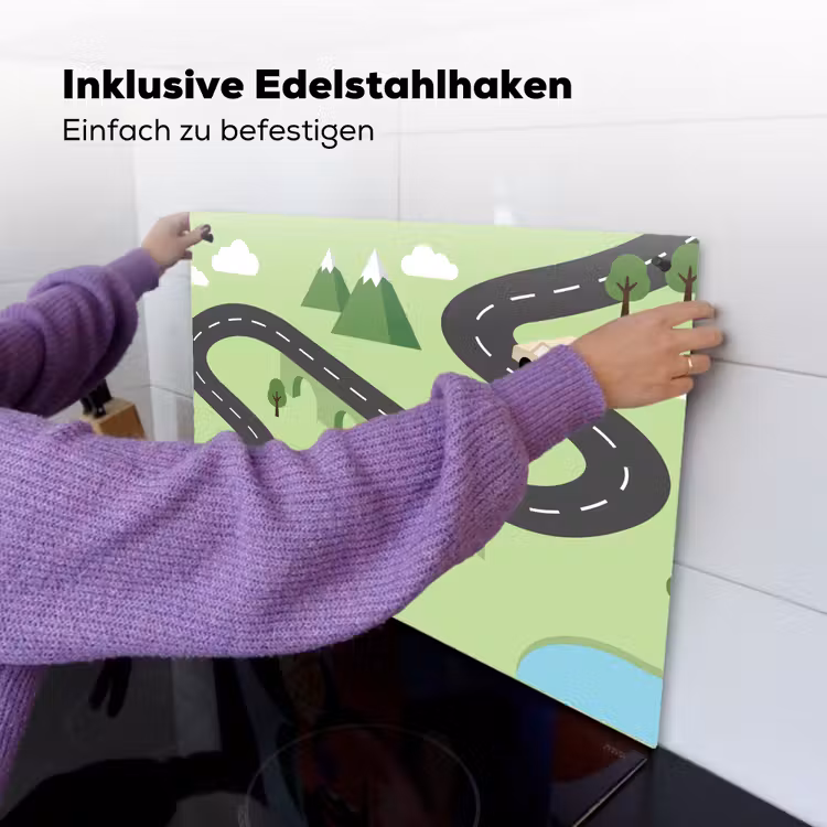 Auto - Bergweg - Natuur - Illustratie Inductie beschemer met haakjes klein -ky-ophangen-de