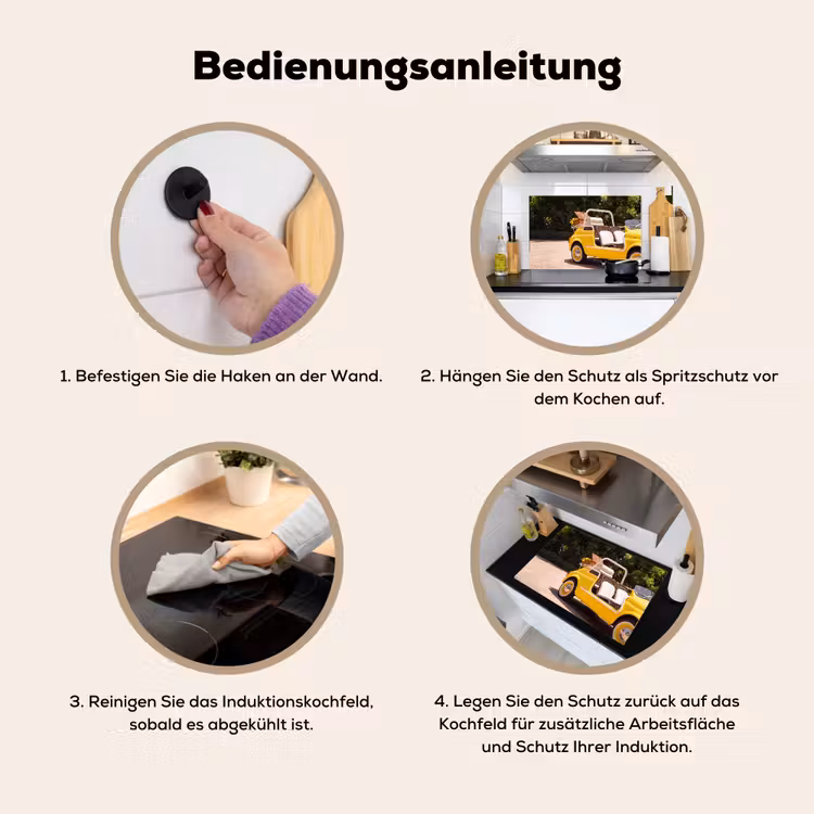 Auto - Picknick - Zomer - Geel Inductie beschemer met haakjes klein -ky-gebruik-de