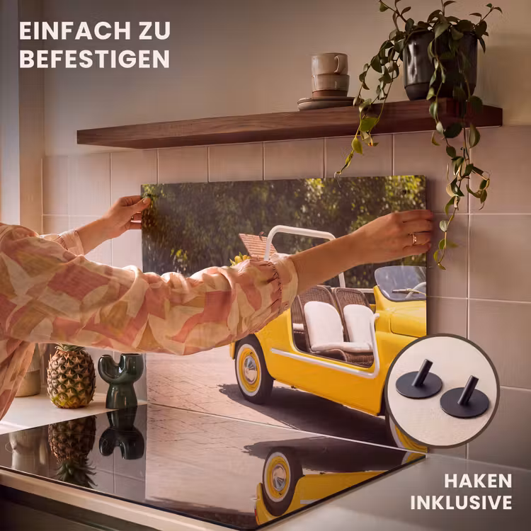 Auto - Picknick - Zomer - Geel Inductie beschemer met haakjes klein -ky-ophangen-de