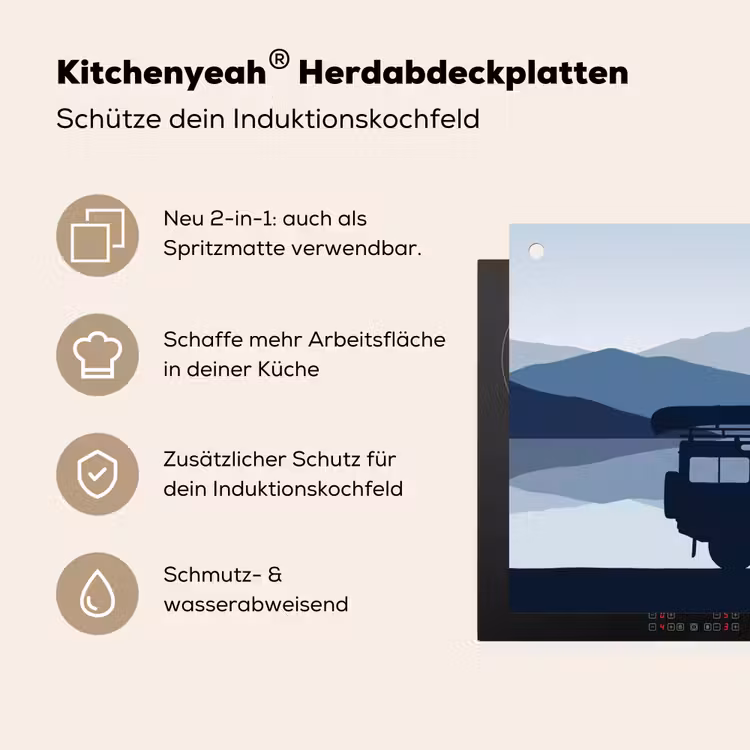Auto - Meer - Bergen - Blauw Inductie beschemer met haakjes klein -ky-usp-de