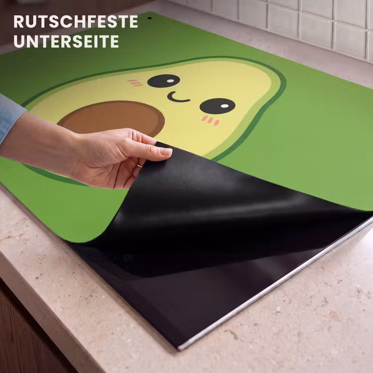 2-in-1 Herdabdeckplatte & Spritzschutz - Avocado - Grün - Verspielt - Avocado - Groen - Speels Inductie beschemer met haakjes klein