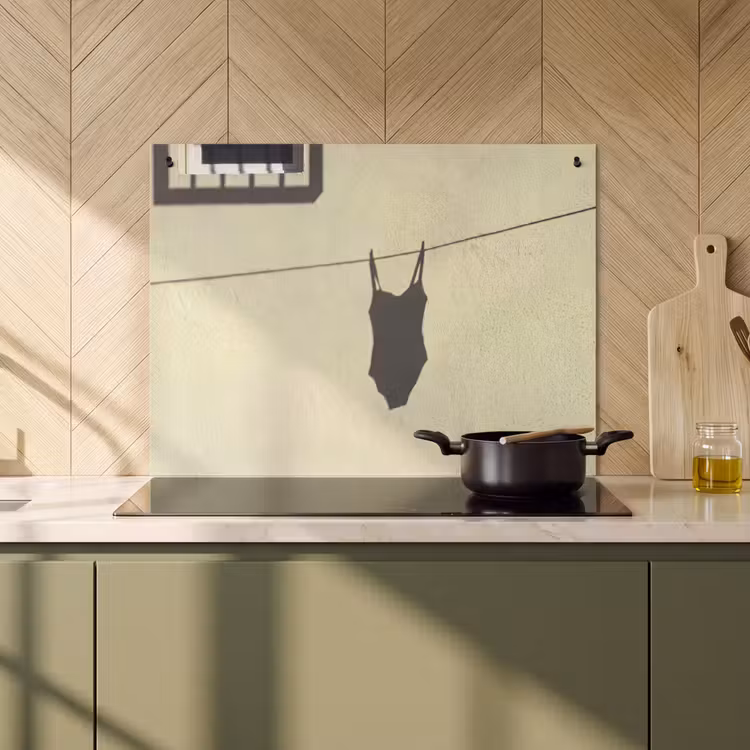 Badpak - Schaduw - Muur - Zomer - Minimalistisch Inductie beschemer met haakjes klein -sfeer2