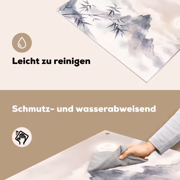 Bamboe - Azië - Grijs Inductie beschemer met haakjes klein -ky-schoon-de