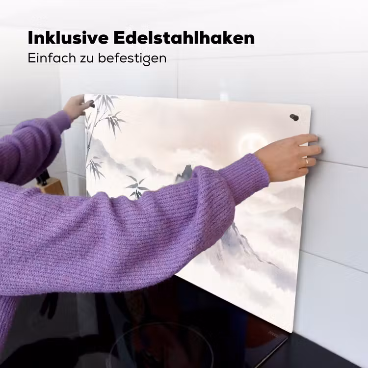 Bamboe - Azië - Grijs Inductie beschemer met haakjes klein -ky-ophangen-de