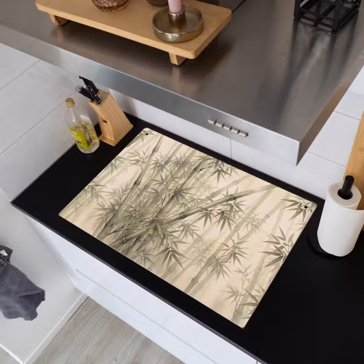 Bamboe - Bladeren - Aziatisch - Groen - Natuur Inductie beschemer met haakjes klein -sfeer1