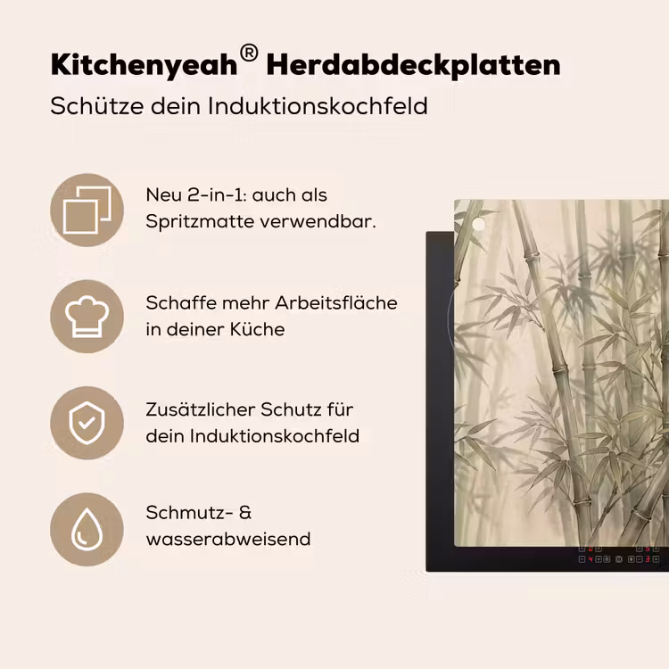 Bamboe - Bladeren - Aziatisch - Groen - Natuur Inductie beschemer met haakjes klein -ky-usp-de
