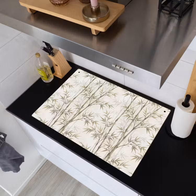 Bamboe - Bladeren - Natuur - Aquarel - Groen Inductie beschemer met haakjes klein -sfeer1