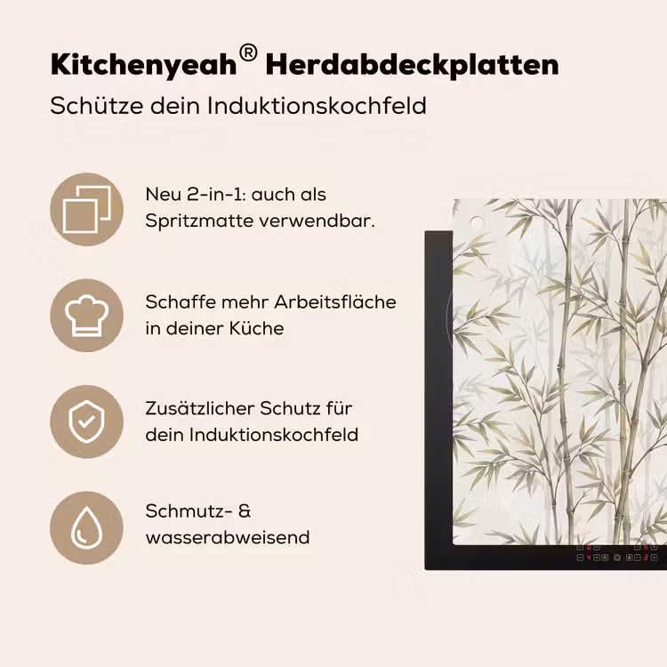 Bamboe - Bladeren - Natuur - Aquarel - Groen Inductie beschemer met haakjes klein -ky-usp-de