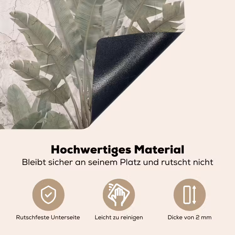 Bananenbladeren - Beton - Groen Inductie beschemer met haakjes klein -ky-onderkant-de