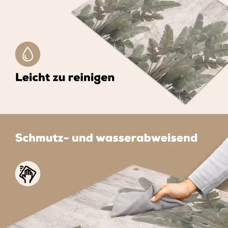 Bananenbladeren - Beton - Groen Inductie beschemer met haakjes klein -ky-schoon-de
