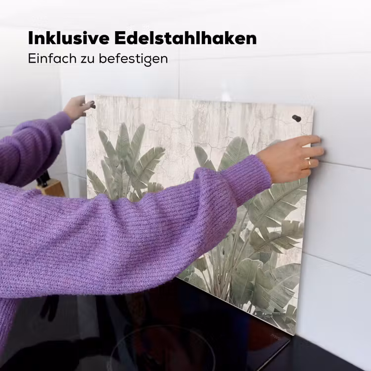 Bananenbladeren - Beton - Groen Inductie beschemer met haakjes klein -ky-ophangen-de