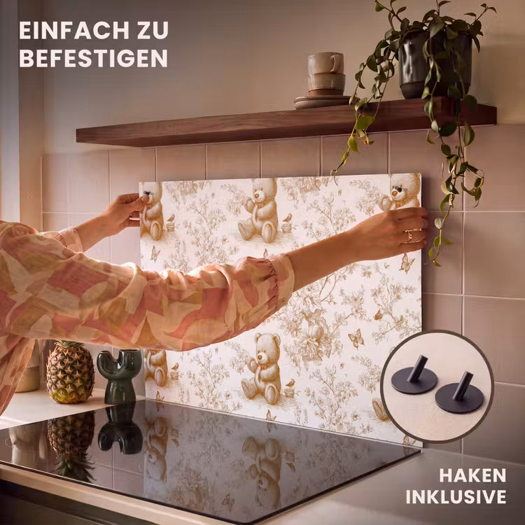 2-in-1 Herdabdeckplatte & Spritzschutz - Bär - Zeitlos - Braun - Beer - Tijdloos - Bruin Inductie beschemer met haakjes klein 777