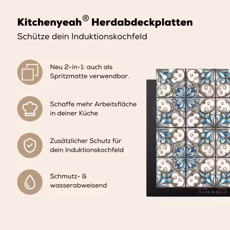 Barok - Tegel - Kleurrijk Inductie beschemer met haakjes klein 777 -ky-usp-de