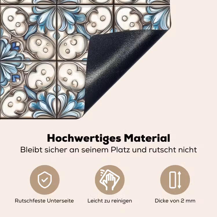 Barok - Tegel - Kleurrijk Inductie beschemer met haakjes klein 777 -ky-onderkant-de