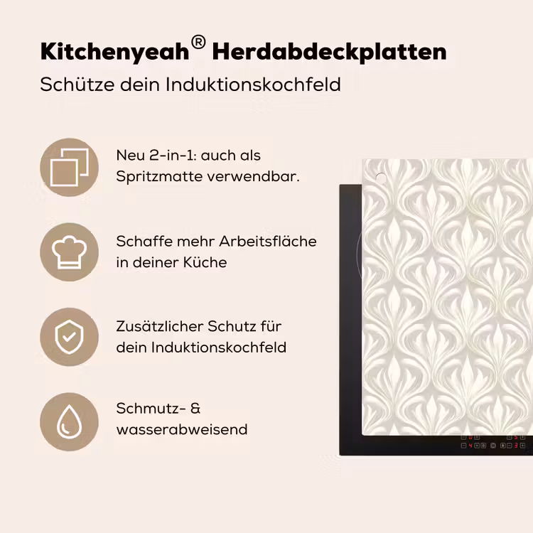 Barok - Patroon - Beige Inductie beschemer met haakjes klein 777 -ky-usp-de