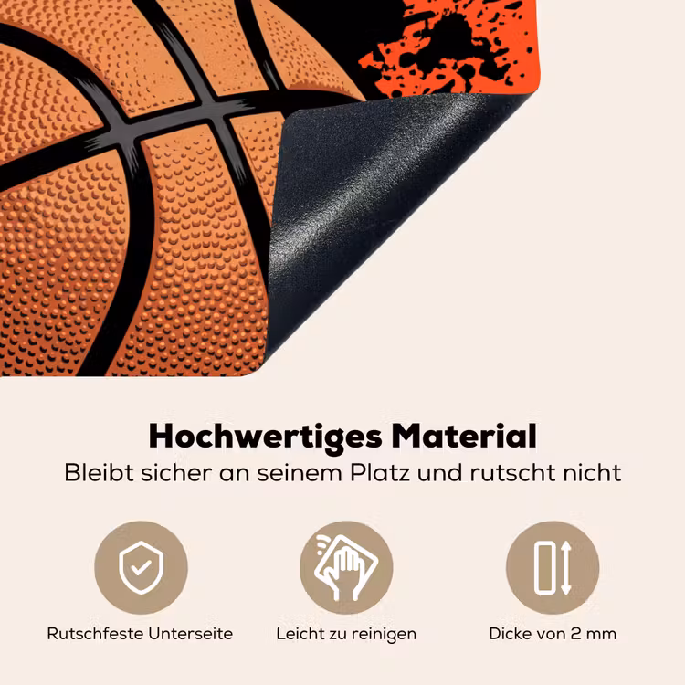 Basketbal - Verf - Sport - Oranje Inductie beschemer met haakjes klein -ky-onderkant-de