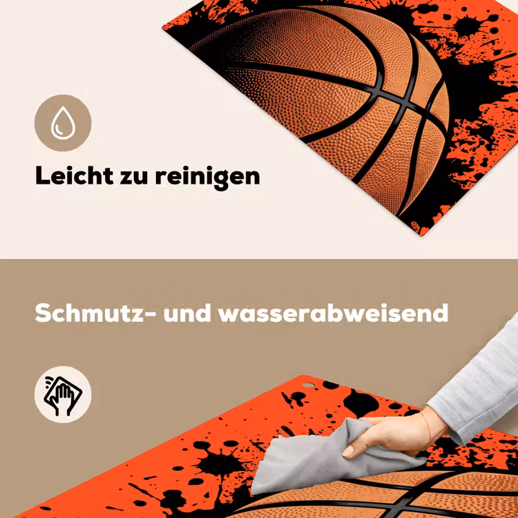 Basketbal - Verf - Sport - Oranje Inductie beschemer met haakjes klein -ky-schoon-de