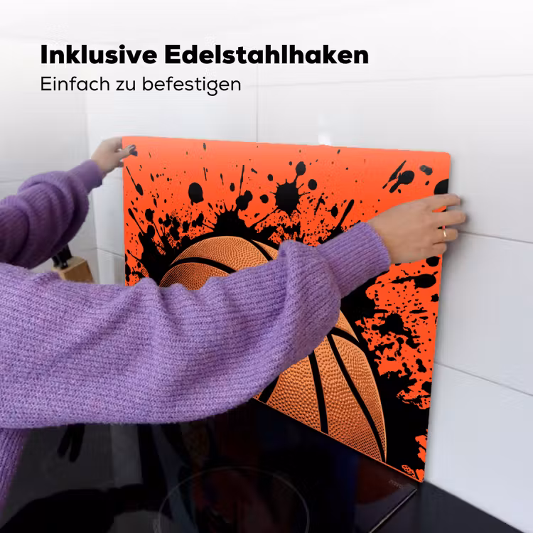 Basketbal - Verf - Sport - Oranje Inductie beschemer met haakjes klein -ky-ophangen-de
