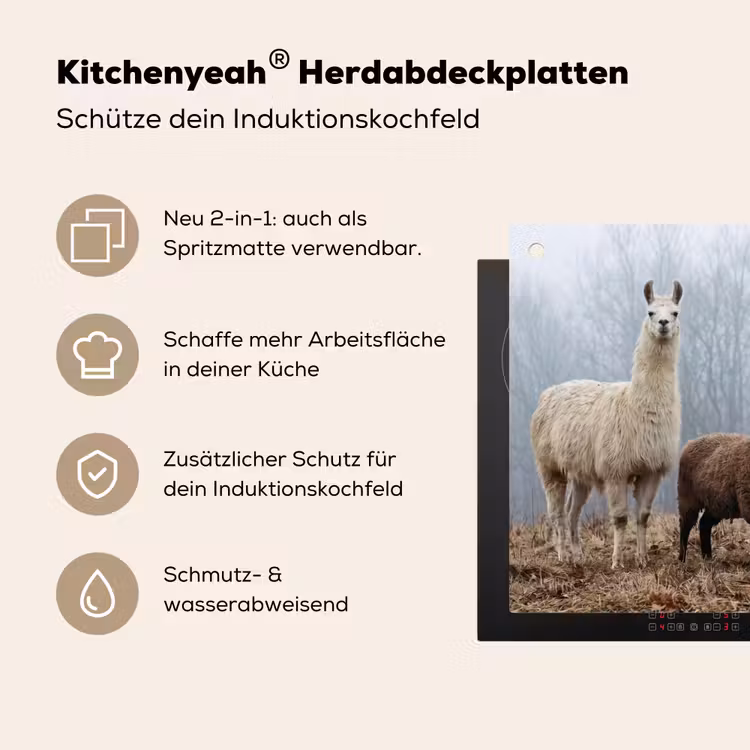Boerderijdieren - Groep - Mist - Natuur - Rustiek Inductie beschemer met haakjes klein -ky-usp-de