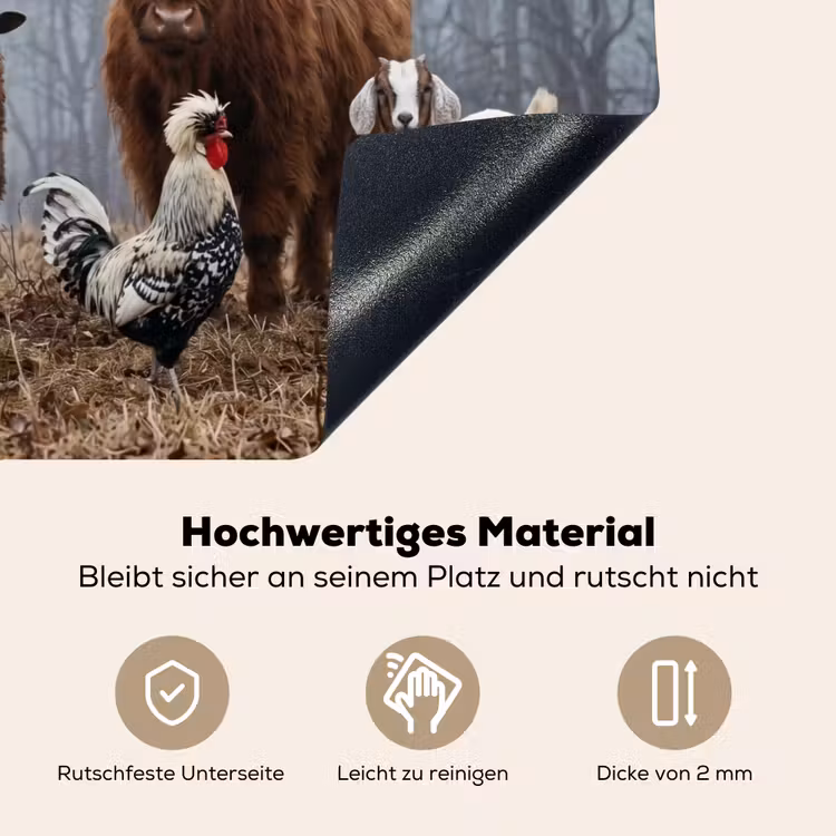 Boerderijdieren - Groep - Mist - Natuur - Rustiek Inductie beschemer met haakjes klein -ky-onderkant-de