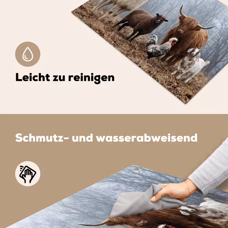 Boerderijdieren - Groep - Mist - Natuur - Rustiek Inductie beschemer met haakjes klein -ky-schoon-de