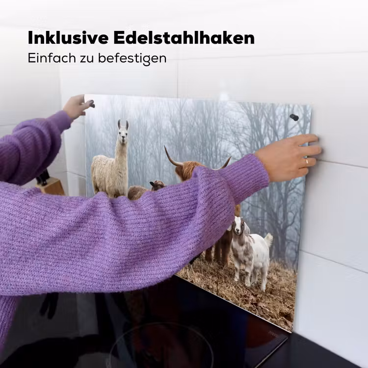 Boerderijdieren - Groep - Mist - Natuur - Rustiek Inductie beschemer met haakjes klein -ky-ophangen-de