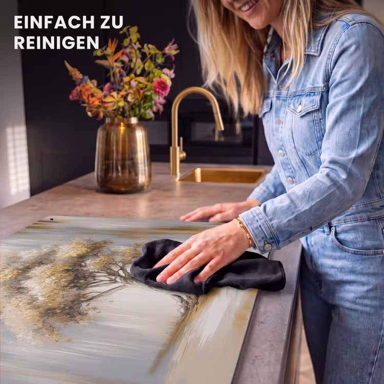 2-in-1 Herdabdeckplatte & Spritzschutz - Baum - Blätter - Abstrakt - Weiß - Boom - Bladeren - Abstract - Wit Inductie beschemer met haakjes klein