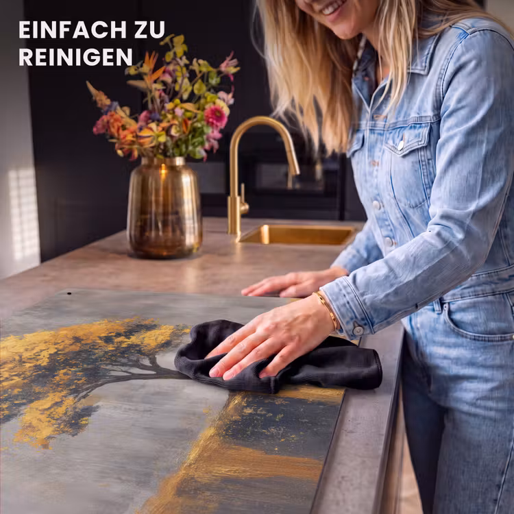 2-in-1 Herdabdeckplatte & Spritzschutz - Baum - Blätter - Gold - Abstrakt - Boom - Bladeren - Goud - Abstract Inductie beschemer met haakjes klein