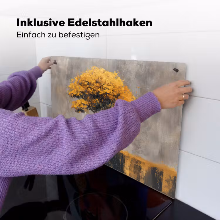 2-in-1 Herdabdeckplatte & Spritzschutz - Baum - Blätter - Gold - Abstrakt - Boom - Bladeren - Goud - Abstract Inductie beschemer met haakjes klein
