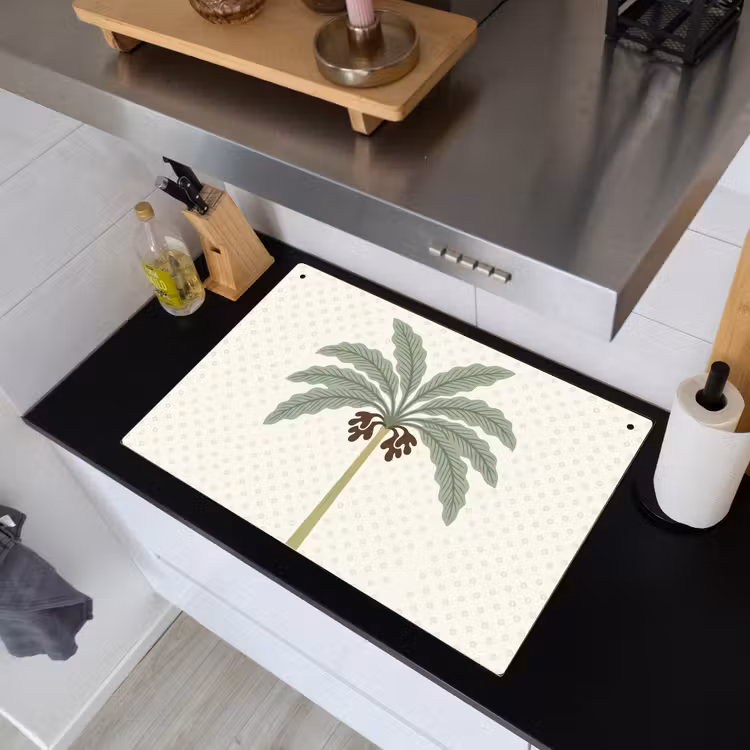 Boom - Bladeren - Groen - Decoratief - Beige Inductie beschemer met haakjes klein -sfeer1