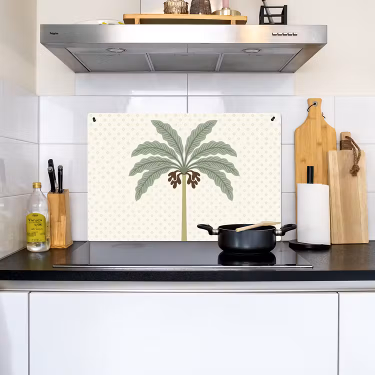 Boom - Bladeren - Groen - Decoratief - Beige Inductie beschemer met haakjes klein -sfeer2