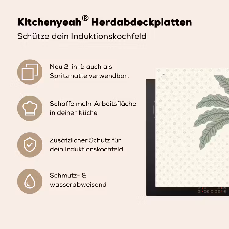 Boom - Bladeren - Groen - Decoratief - Beige Inductie beschemer met haakjes klein -ky-usp-de
