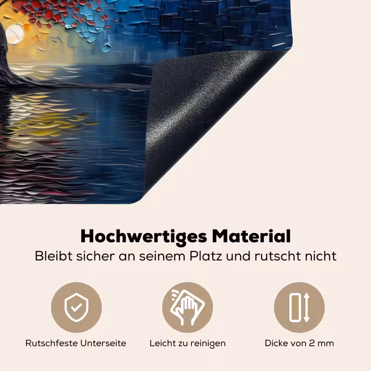 2-in-1 Herdabdeckplatte & Spritzschutz - Baum - Blau - Blätter - Boxen - Boom - Blauw - Bladeren - Vakken Inductie beschemer met haakjes klein