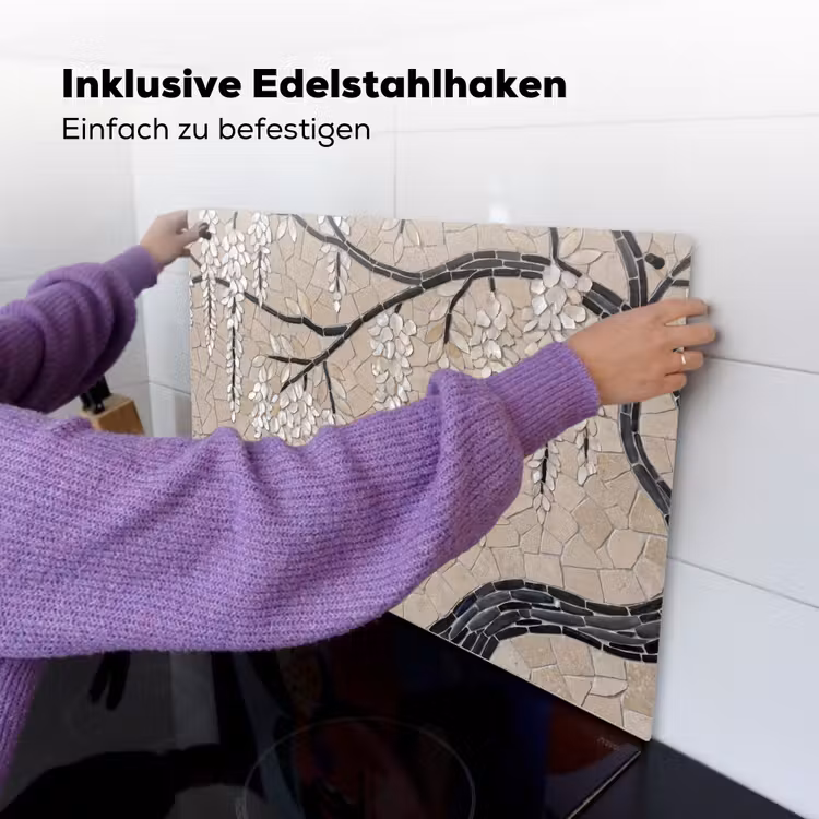 Boom - Bloemen - Mozaïek - Kunst - Wit Inductie beschemer met haakjes klein -ky-ophangen-de