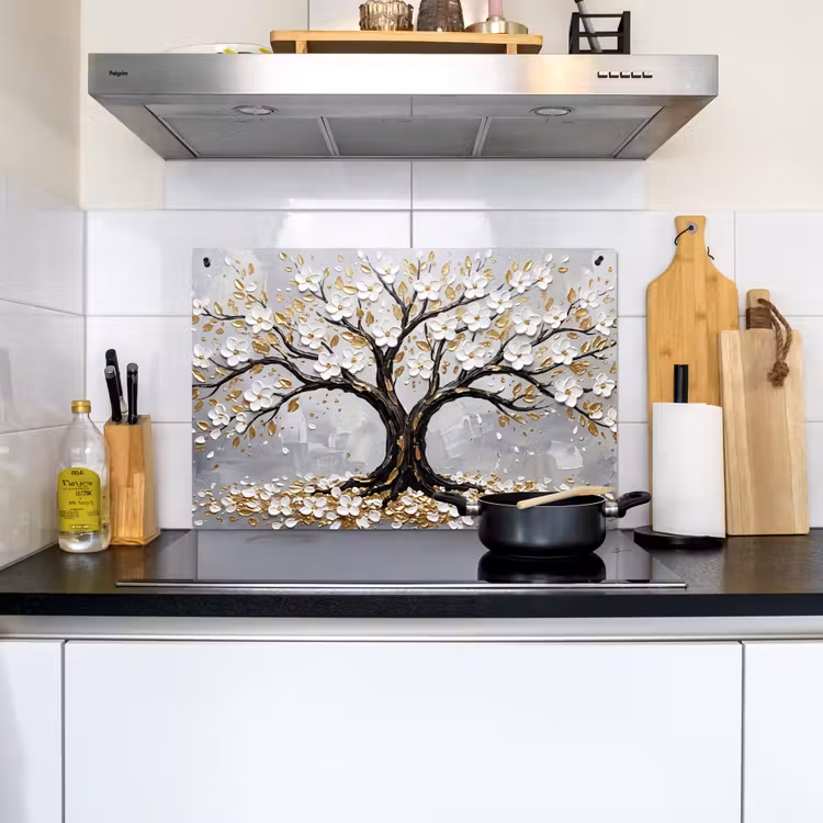 Boom - Bloemen - Natuur - Abstract - Wit Inductie beschemer met haakjes klein -sfeer2