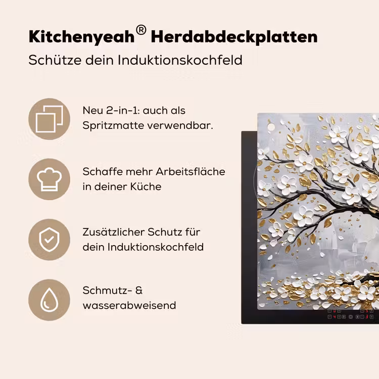 Boom - Bloemen - Natuur - Abstract - Wit Inductie beschemer met haakjes klein -ky-usp-de