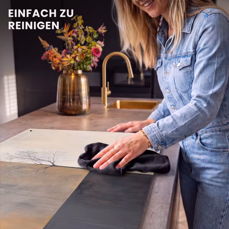 2-in-1 Herdabdeckplatte & Spritzschutz - Baum - Ebenen - Äste - Farbverlauf - Boom - Vlakken - Takken - Kleurverloop Inductie beschemer met haakjes klein