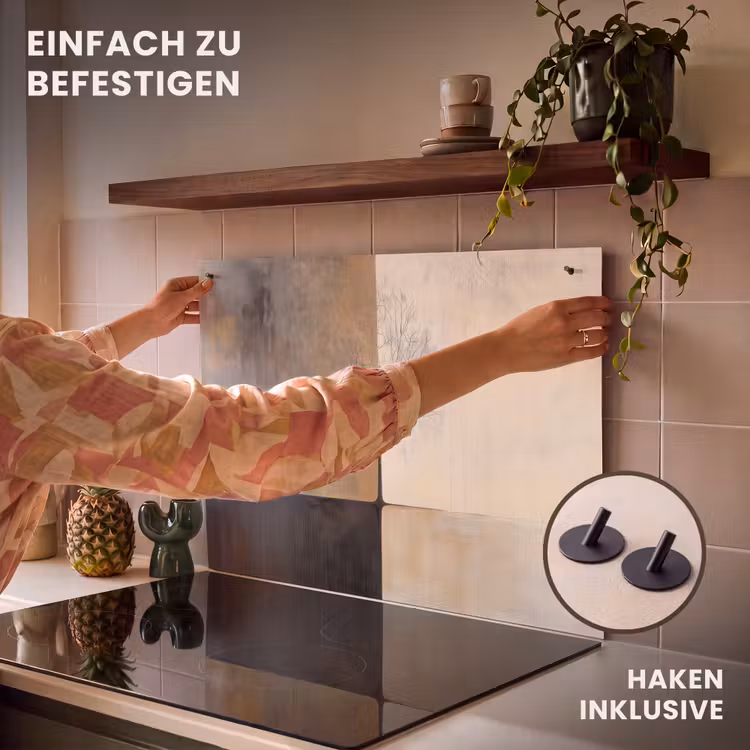 2-in-1 Herdabdeckplatte & Spritzschutz - Baum - Ebenen - Äste - Farbverlauf - Boom - Vlakken - Takken - Kleurverloop Inductie beschemer met haakjes klein
