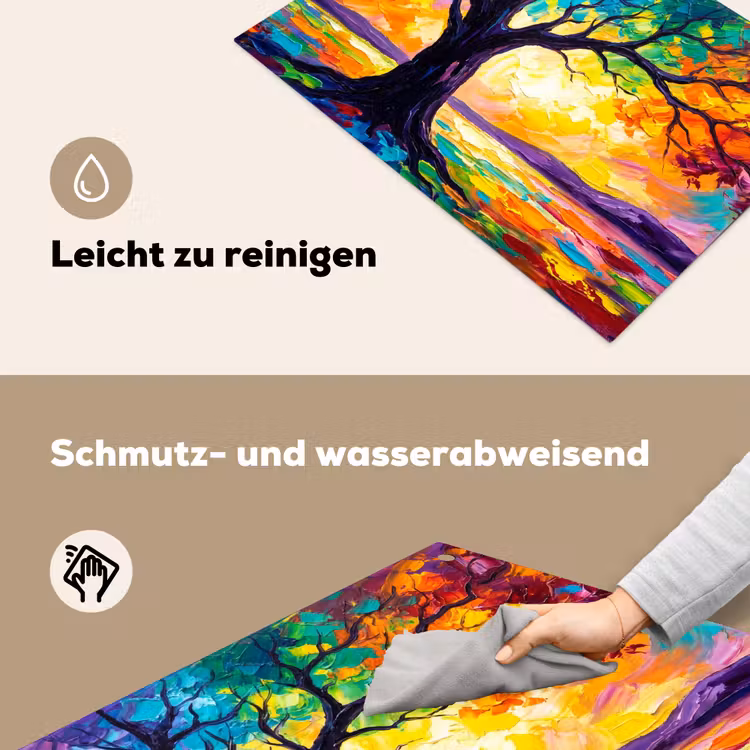 Boom - Landschap - Natuur - Abstract - Kleurrijk Inductie beschemer met haakjes klein -ky-schoon-de