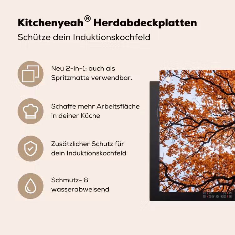 Boom - Bladerdak - Herfst - Oranje - Sfeervol Inductie beschemer met haakjes klein -ky-usp-de