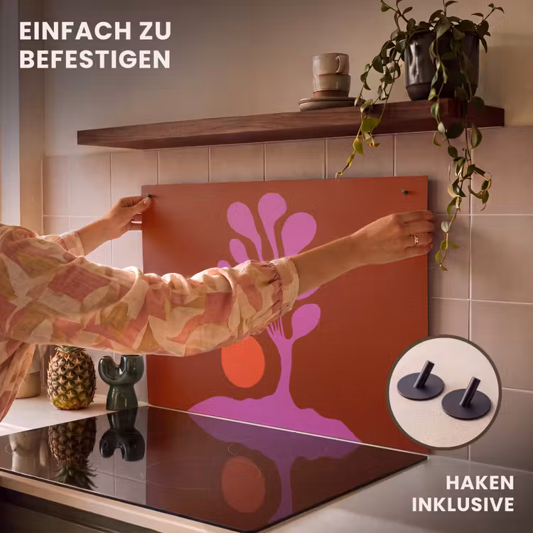 2-in-1 Herdabdeckplatte & Spritzschutz - Baum - Lila - Kreis - Fließend - Boom - Paars - Cirkel - Vloeiend Inductie beschemer met haakjes klein