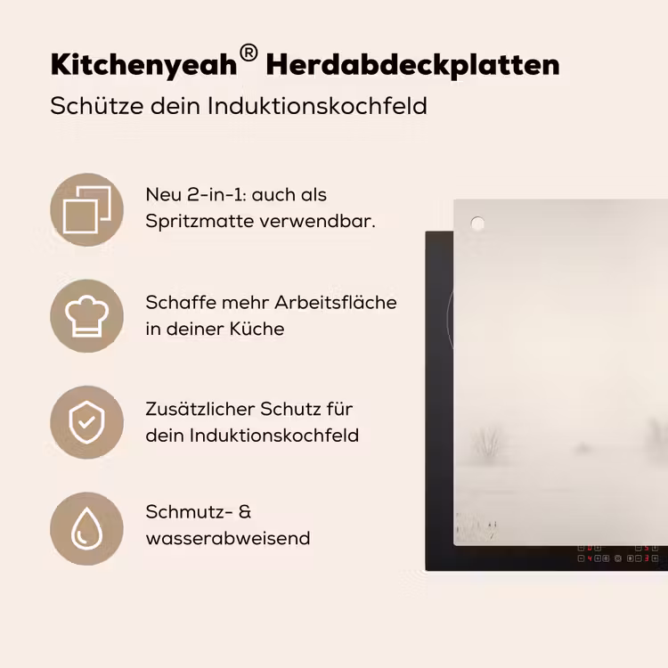 Boom - Mist - Sneeuw - Winter - Minimalistisch Inductie beschemer met haakjes klein -ky-usp-de