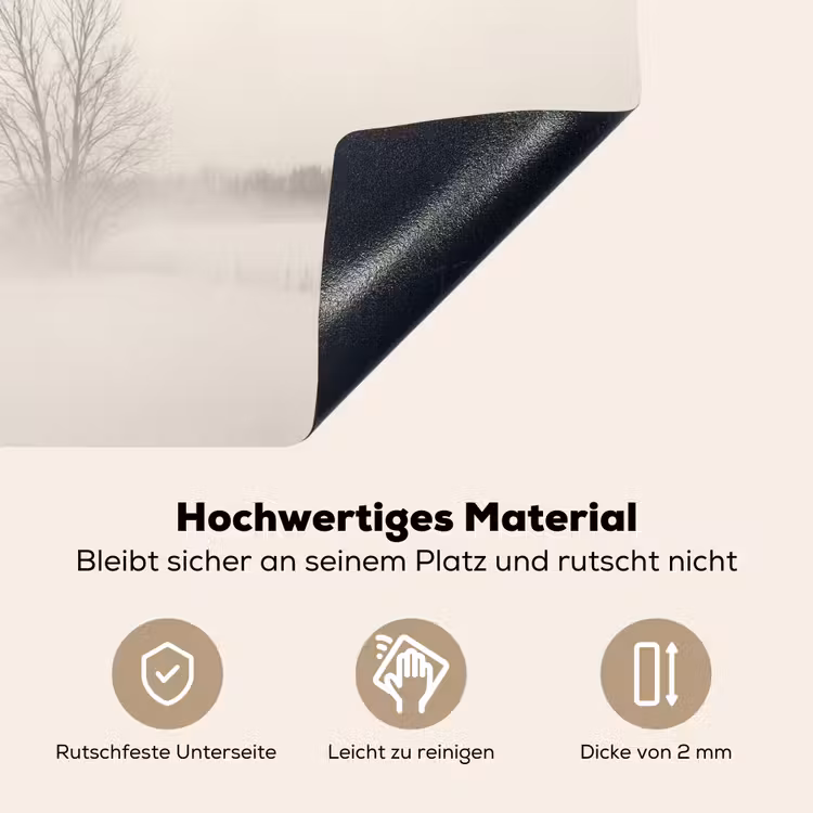 Boom - Mist - Sneeuw - Winter - Minimalistisch Inductie beschemer met haakjes klein -ky-onderkant-de
