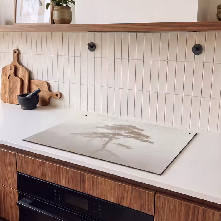 2-in-1 Herdabdeckplatte & Spritzschutz - Baum - Orientalischer Stil - Landschaft - Boom - Oosterse stijl - Landschap Inductie beschemer met haakjes klein